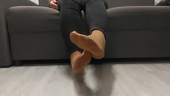 Monika Nylon'S Naked Legs In Sheer Nylon Stockings Post A Full Day Of Use