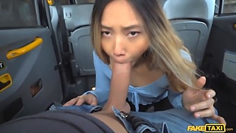Fake Taxi Driver Helps Stranded Asian Girl In Europe, Who Pees And Gets Pleasure From A Big British Penis