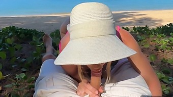 Aroused Blonde Encounters A Penis For The First Time On The Shore